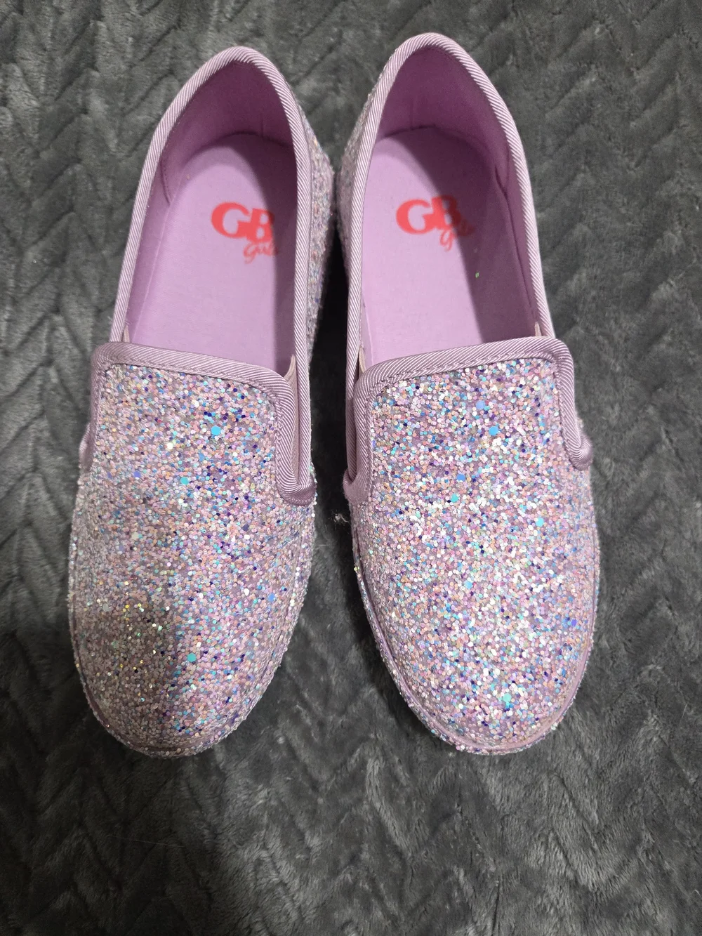 GB girls Lilac Glitter Slip-On Kids Shoes
